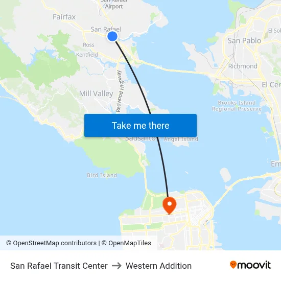San Rafael Transit Center to Western Addition map
