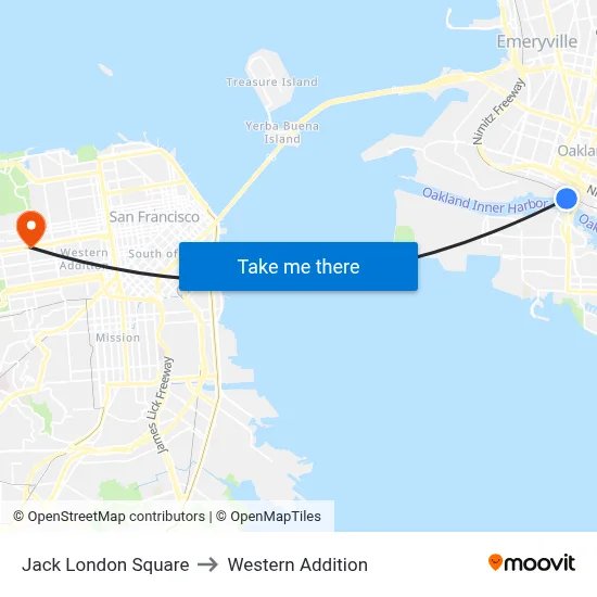 Jack London Square to Western Addition map