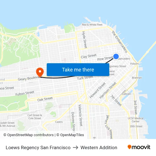 Loews Regency San Francisco to Western Addition map