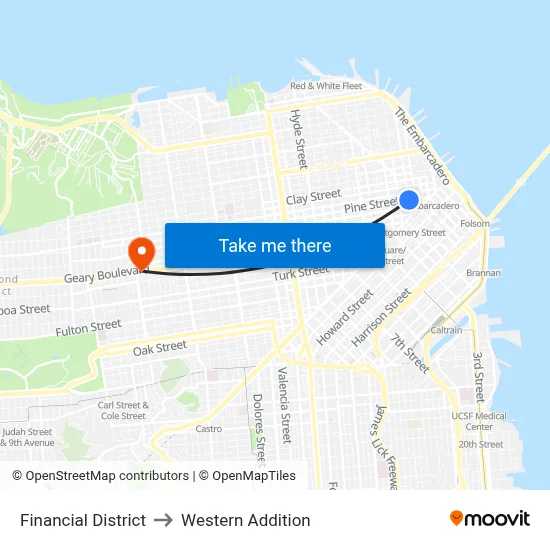 Financial District to Western Addition map