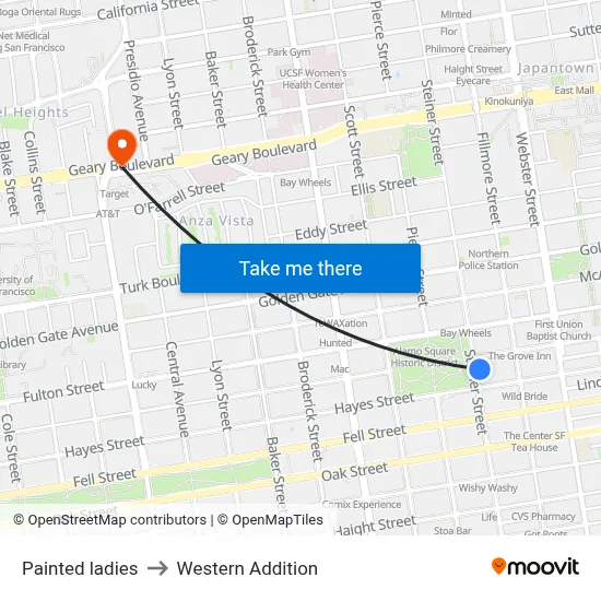 Painted ladies to Western Addition map