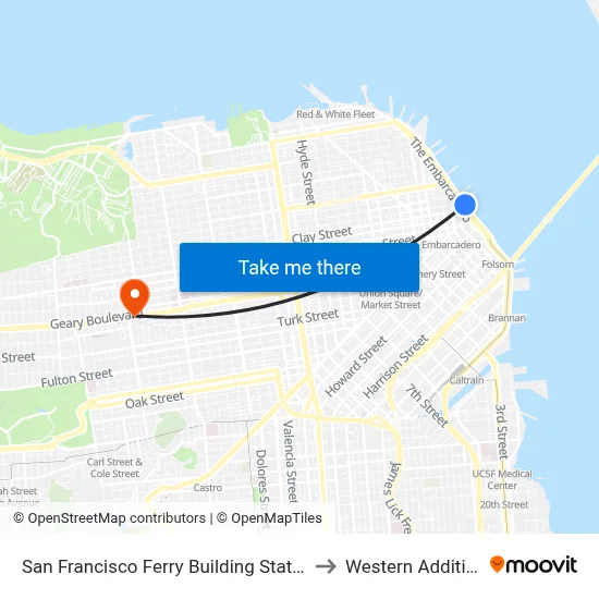 San Francisco Ferry Building Station to Western Addition map
