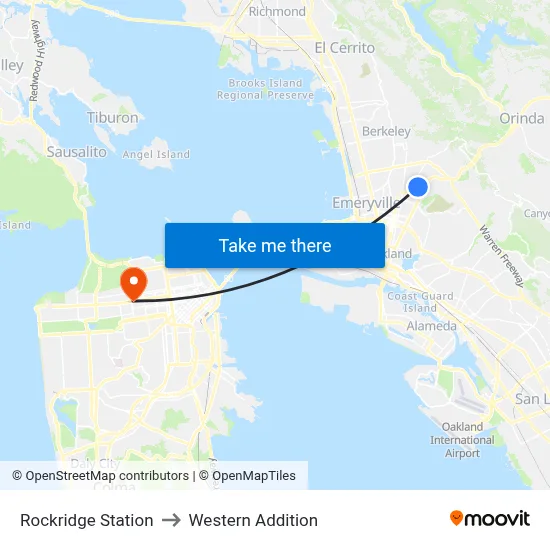 Rockridge Station to Western Addition map