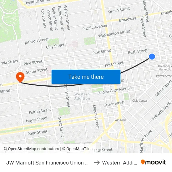 JW Marriott San Francisco Union Square to Western Addition map