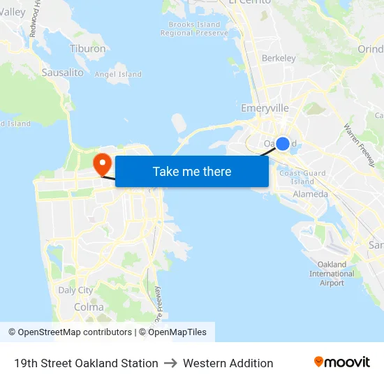 19th Street Oakland Station to Western Addition map