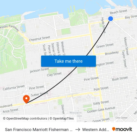 San Francisco Marriott Fisherman s Wharf to Western Addition map