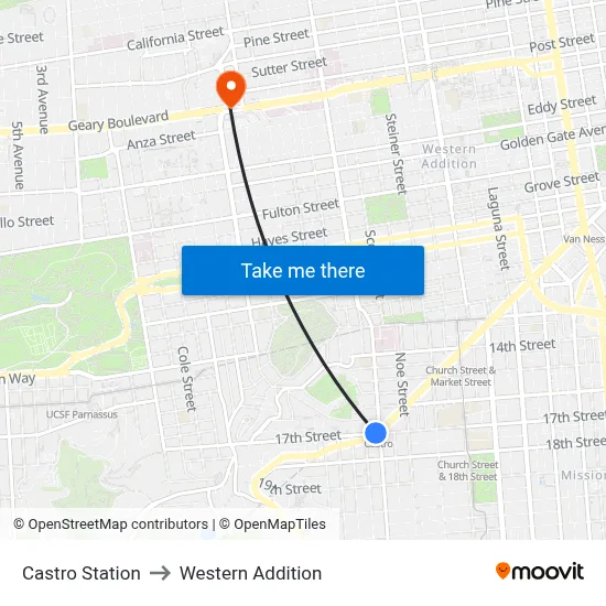 Castro Station to Western Addition map