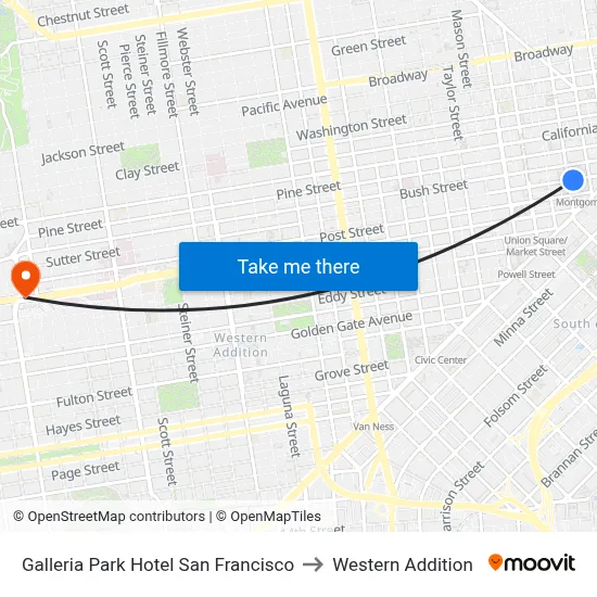 Galleria Park Hotel San Francisco to Western Addition map