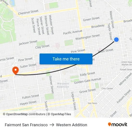 Fairmont San Francisco to Western Addition map