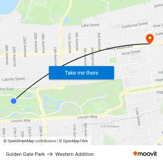 Golden Gate Park to Western Addition map