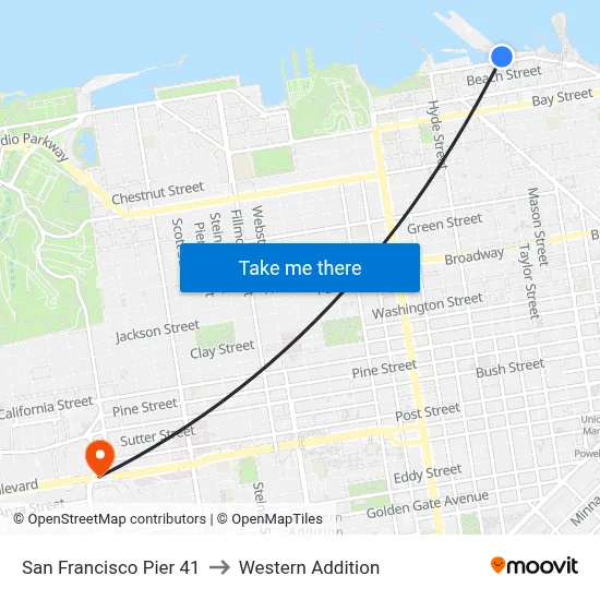 San Francisco Pier 41 to Western Addition map