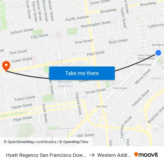 Hyatt Regency San Francisco Downtown to Western Addition map