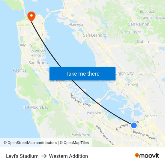 Levi's Stadium to Western Addition map