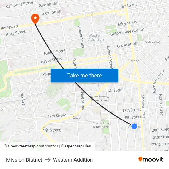 Mission District to Western Addition map