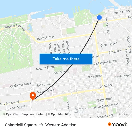 Ghirardelli Square to Western Addition map