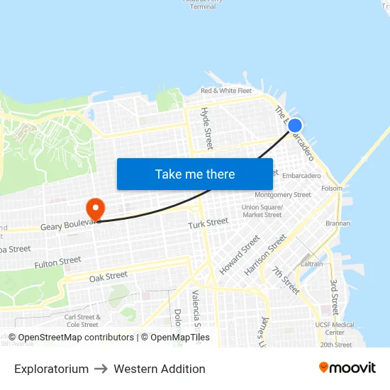 Exploratorium to Western Addition map