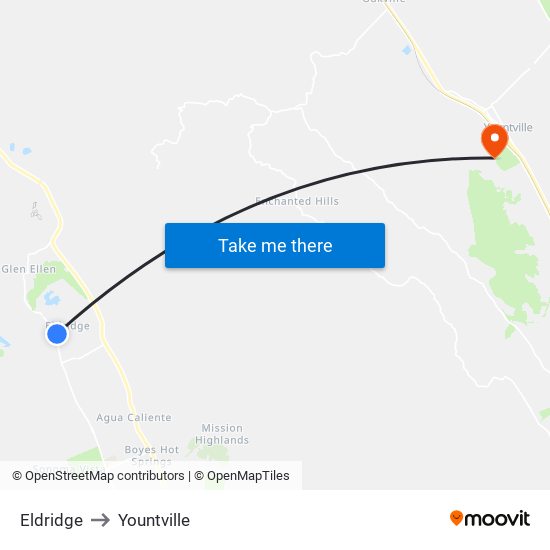 Eldridge to Yountville map
