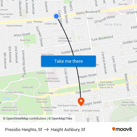 Presidio Heights, Sf to Haight Ashbury, Sf map