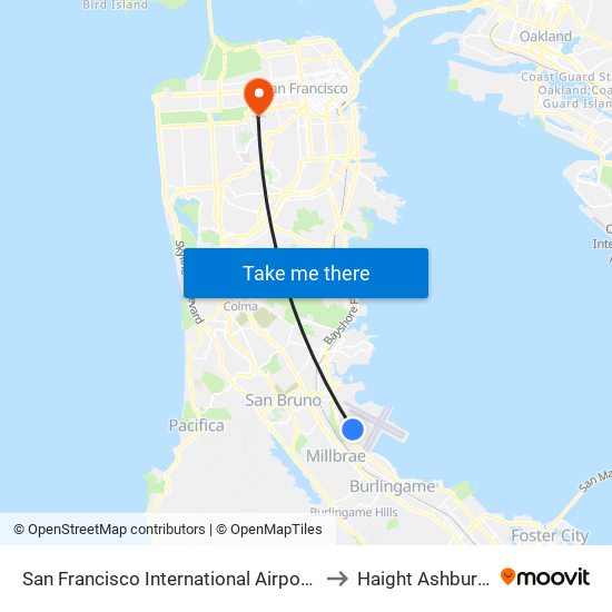 San Francisco International Airport (Sfo) to Haight Ashbury, Sf map