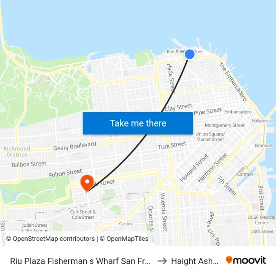Riu Plaza Fisherman s Wharf San Francisco to Haight Ashbury map