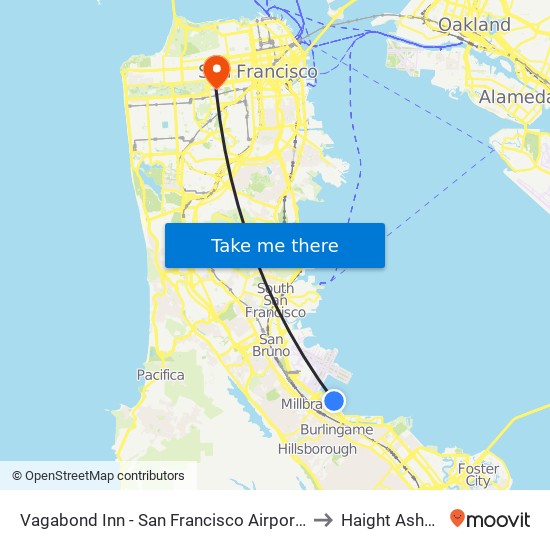 Vagabond Inn - San Francisco Airport Bayfront (Sfo) to Haight Ashbury, Sf map