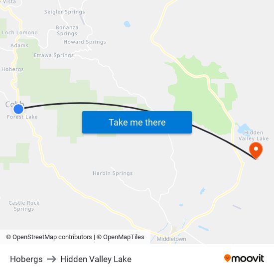 Hobergs to Hidden Valley Lake map