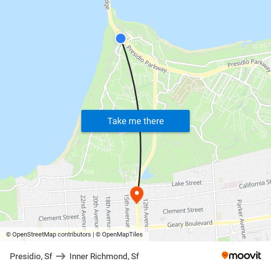 Presidio, Sf to Inner Richmond, Sf map