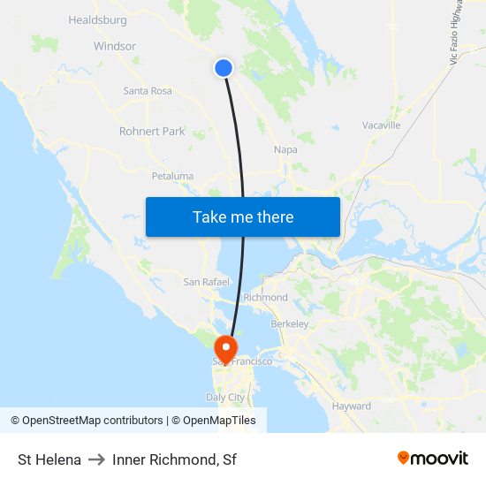 St Helena to Inner Richmond, Sf map