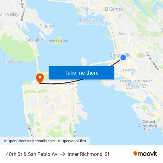 40th St & San Pablo Av to Inner Richmond, Sf map