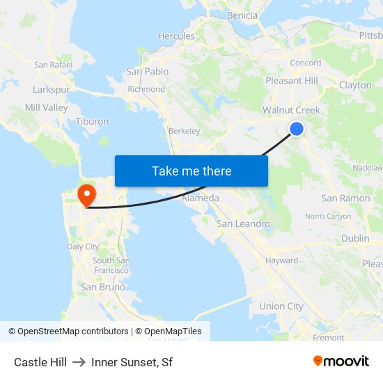 Castle Hill to Inner Sunset, Sf map