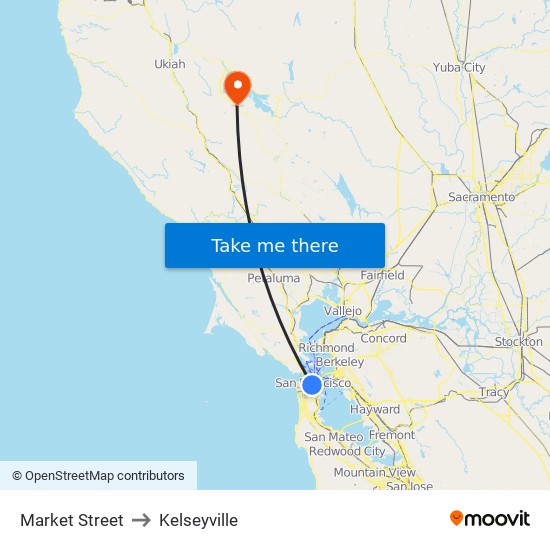 Market Street to Kelseyville map