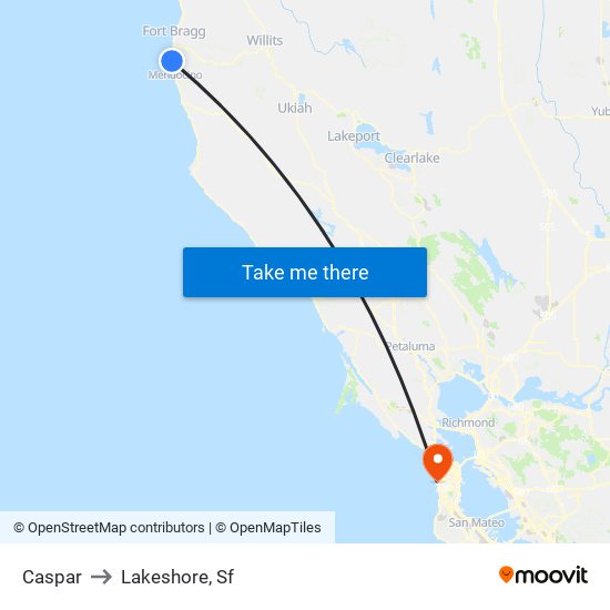 Caspar to Lakeshore, Sf map