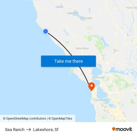 Sea Ranch to Lakeshore, Sf map