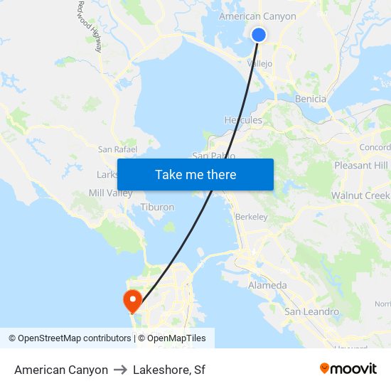 American Canyon to Lakeshore, Sf map