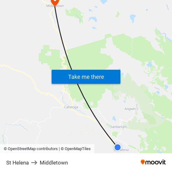 St Helena to Middletown map