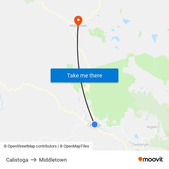 Calistoga to Middletown map