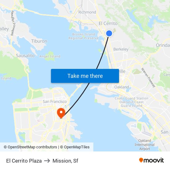 El Cerrito Plaza to Mission, Sf map