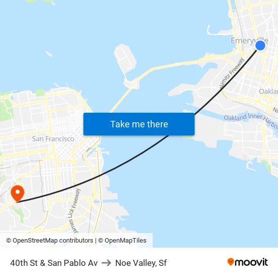 40th St & San Pablo Av to Noe Valley, Sf map