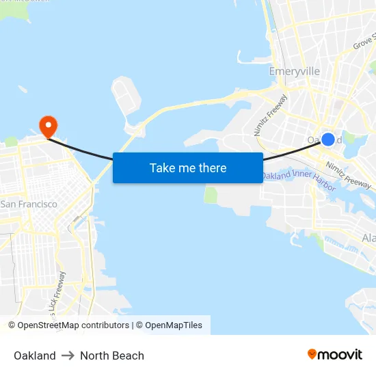 Oakland to North Beach map