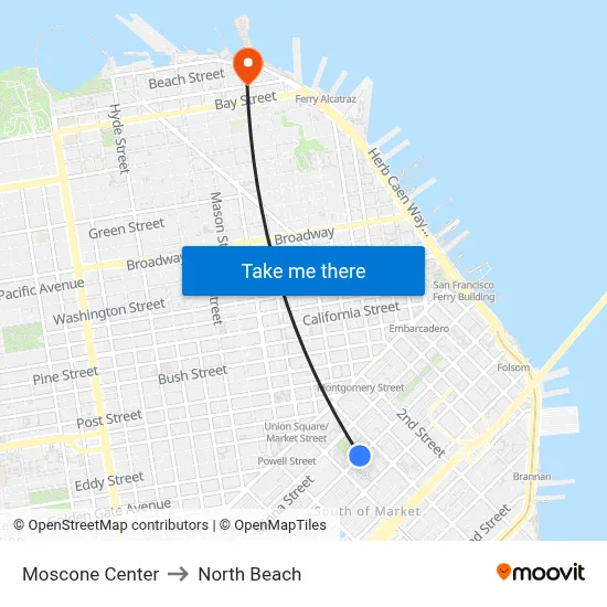 Moscone Center to North Beach map