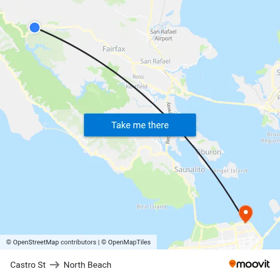 Castro St to North Beach map