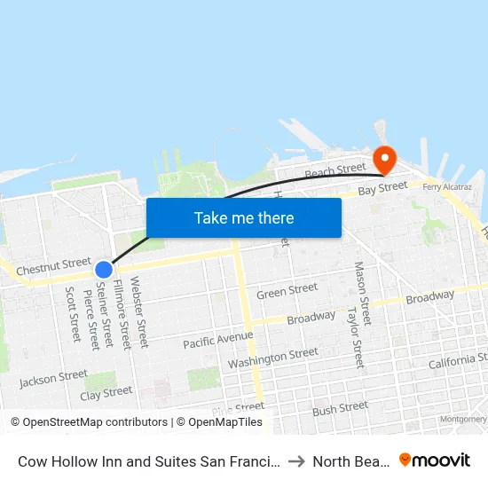 Cow Hollow Inn and Suites San Francisco to North Beach map
