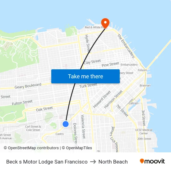 Beck s Motor Lodge San Francisco to North Beach map