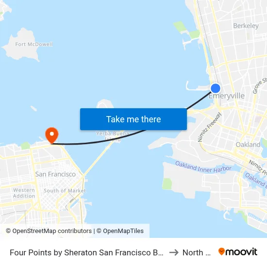Four Points by Sheraton San Francisco Bay Bridge Emeryville to North Beach map