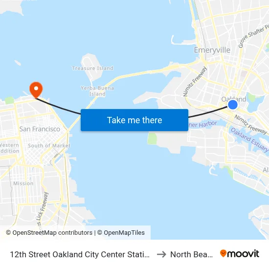 12th Street Oakland City Center Station to North Beach map