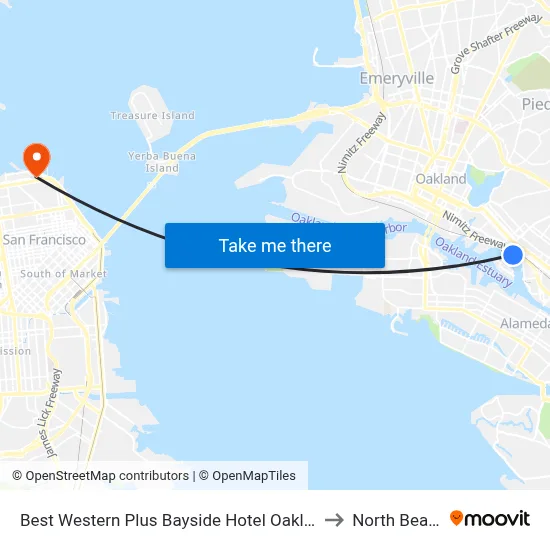 Best Western Plus Bayside Hotel Oakland to North Beach map
