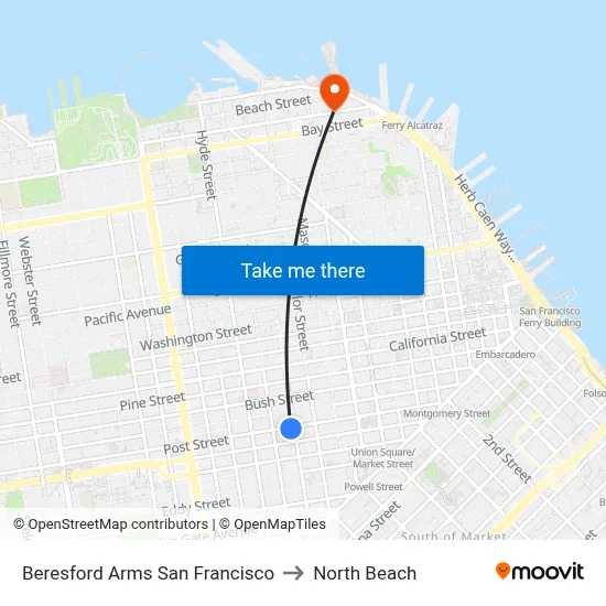 Beresford Arms San Francisco to North Beach map