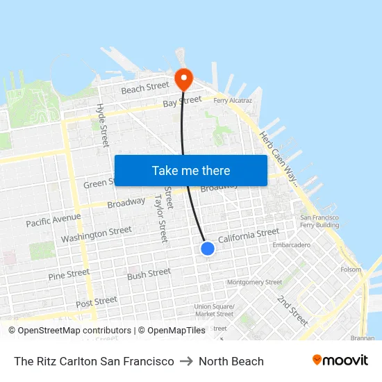 The Ritz Carlton San Francisco to North Beach map