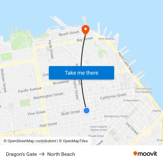 Dragon's Gate to North Beach map