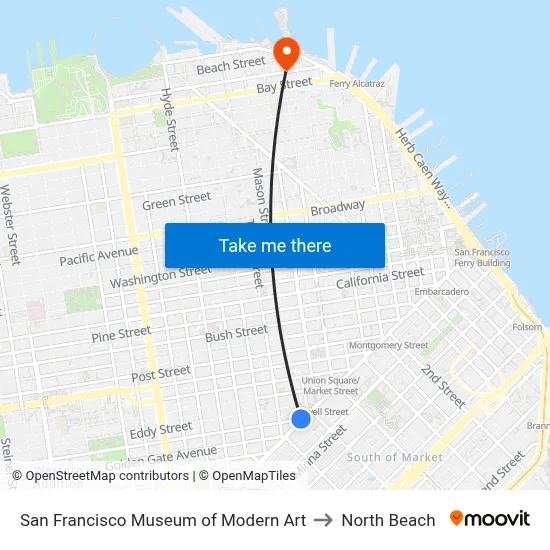 San Francisco Museum of Modern Art to North Beach map